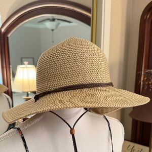 Solar Eclipse Beige Sun Hat with Dark Brown Band